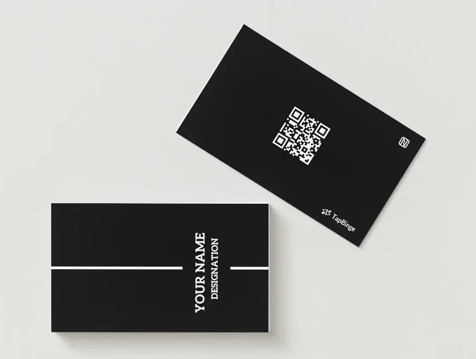 Black & White Tapbinge NFC Business Card Black & White NFC Business Card